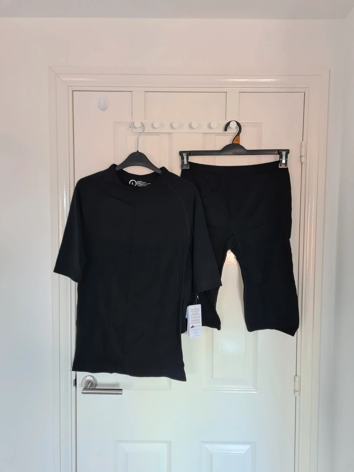 Generic activewear set short sleeve top/T-shirt shorts women co-ord running cycling black L/12