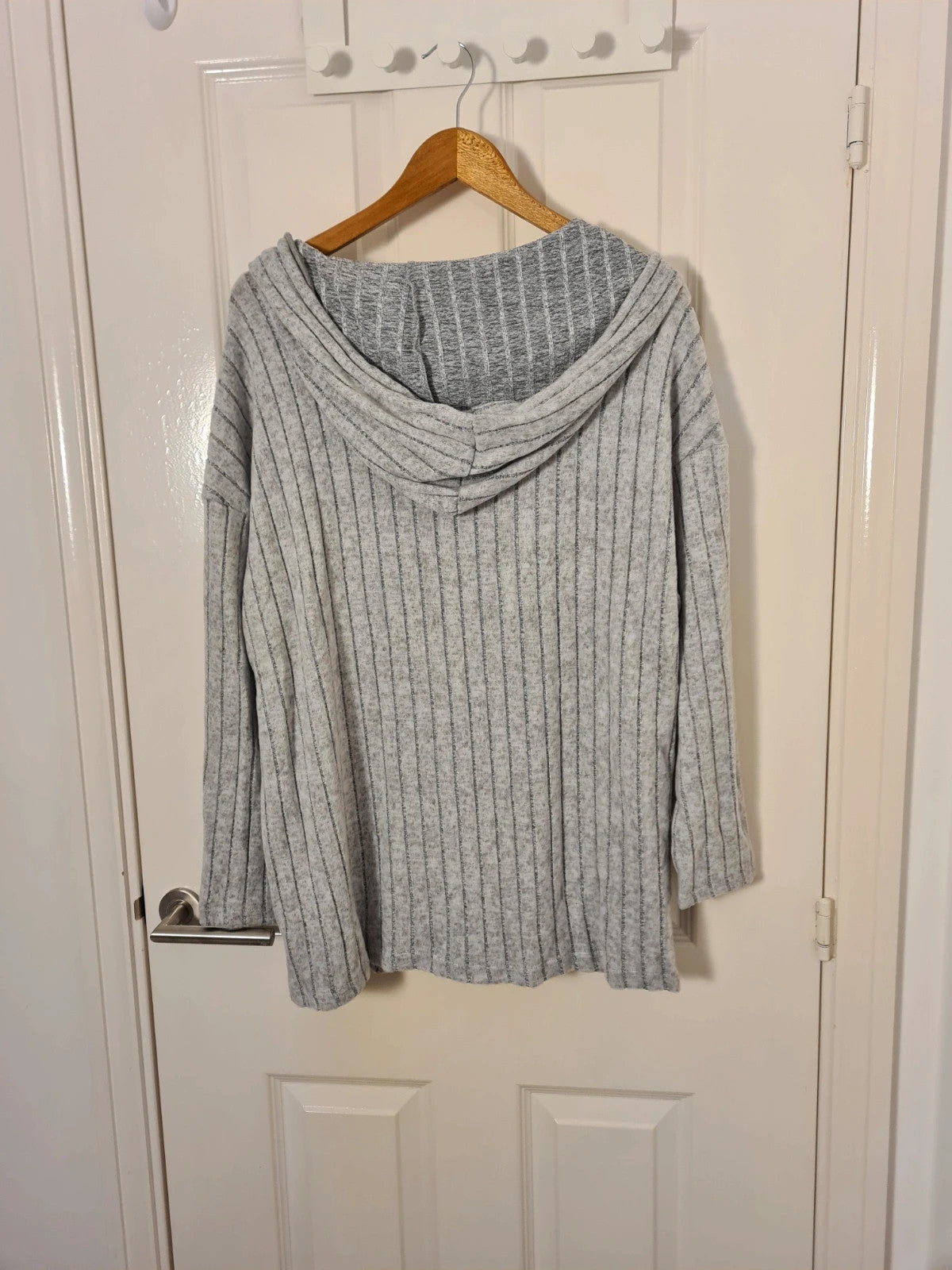 Shein ribbed half zip neck hoodie women loose fit casual lounge sweater grey 2XL/16