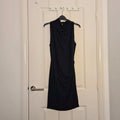 River Island sleeveless drape shift mini dress women lined cowl neckline plunge cowl back black M/10