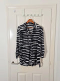 Roman drop shoulder tie dye shirt women blouse 3/4 sleeve buttons collar neck grey/black 2XL/16