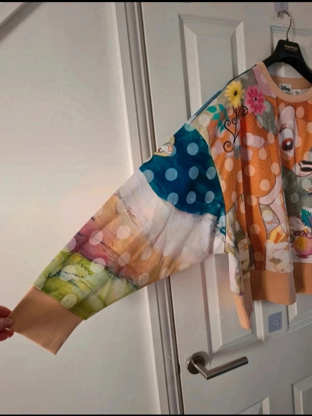 Disney Bambi Thumper crop sweater women all over print pullover cotton jumper multicolor 6XL/24