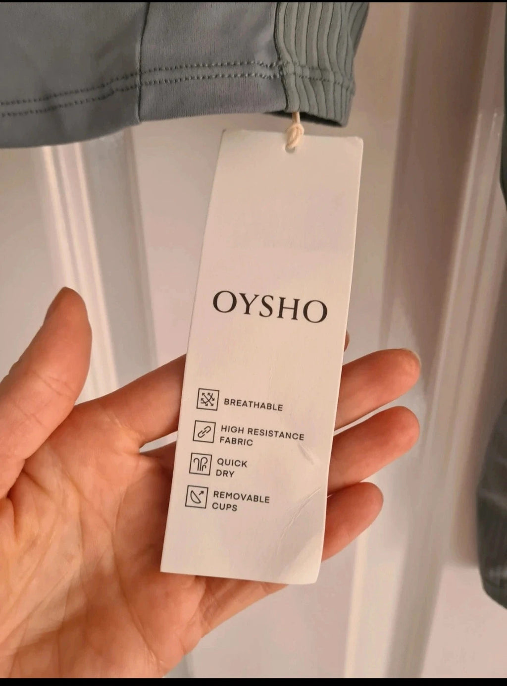 Oysho comfortlux rib long sleeve top women high zip neck slim fit crop length workout gym grey M/10