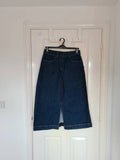 Seasalt Cornwall bowline denim midi skirt women A-line split front hem cotton indygo dyed/navy M/10
