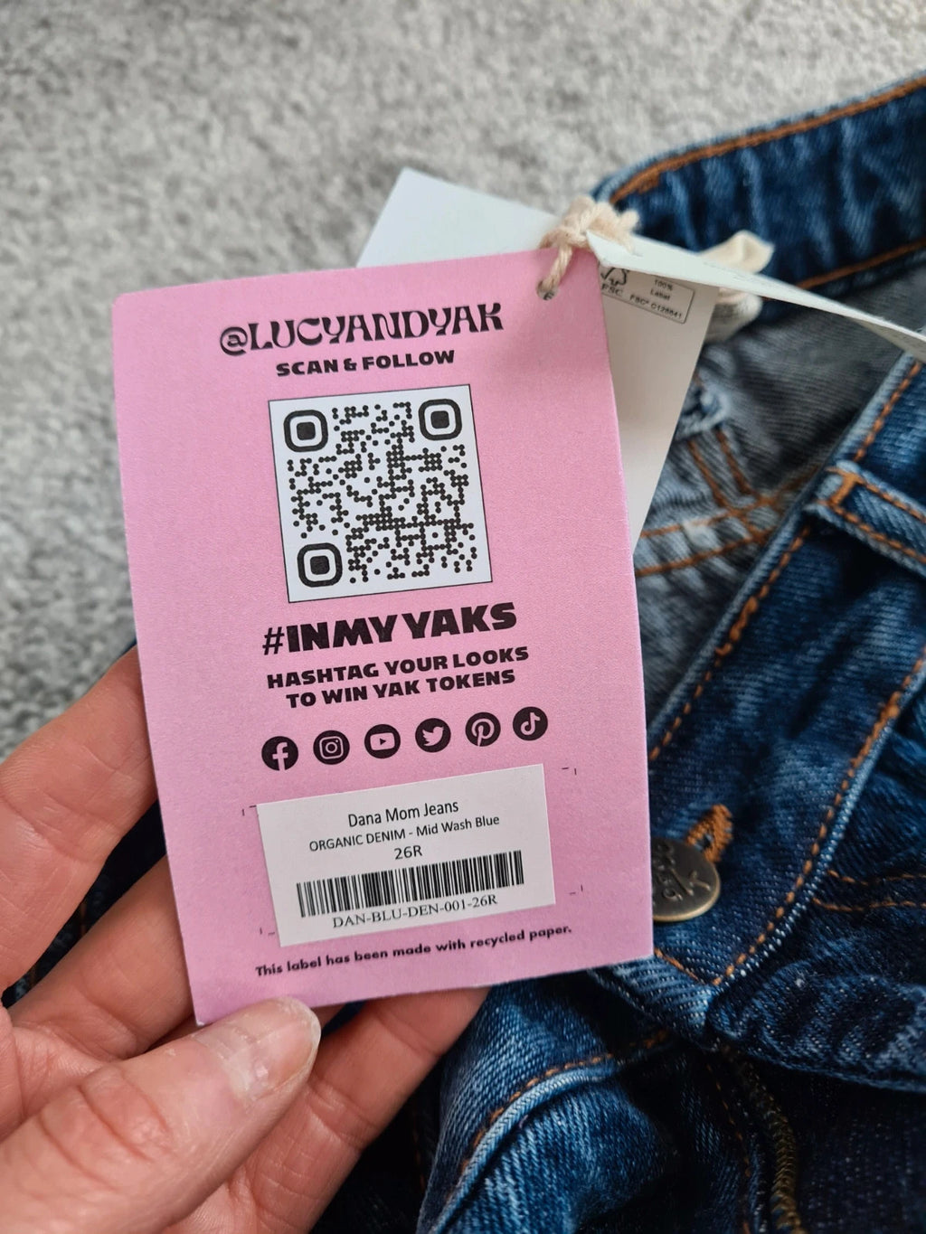Lucy&yak Dana mom denim jeans women high waist straight leg cotton blue W26r/uk8/S New fit