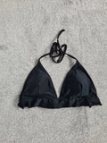 Boohoo Maldives ruffle bikini bra women padded top bikini drawstring halterneck black L/12