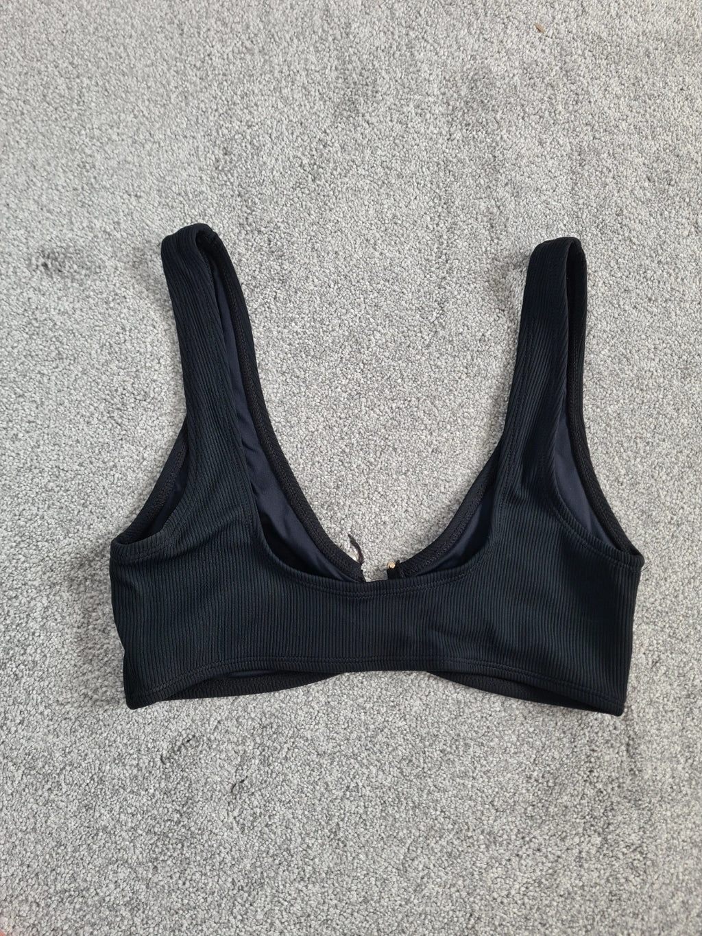 Topshop rib non padded bikini top asymmetric metal trim women straps swim set casual black M/10