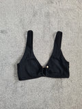 Topshop rib non padded bikini top asymmetric metal trim women straps swim set casual black M/10