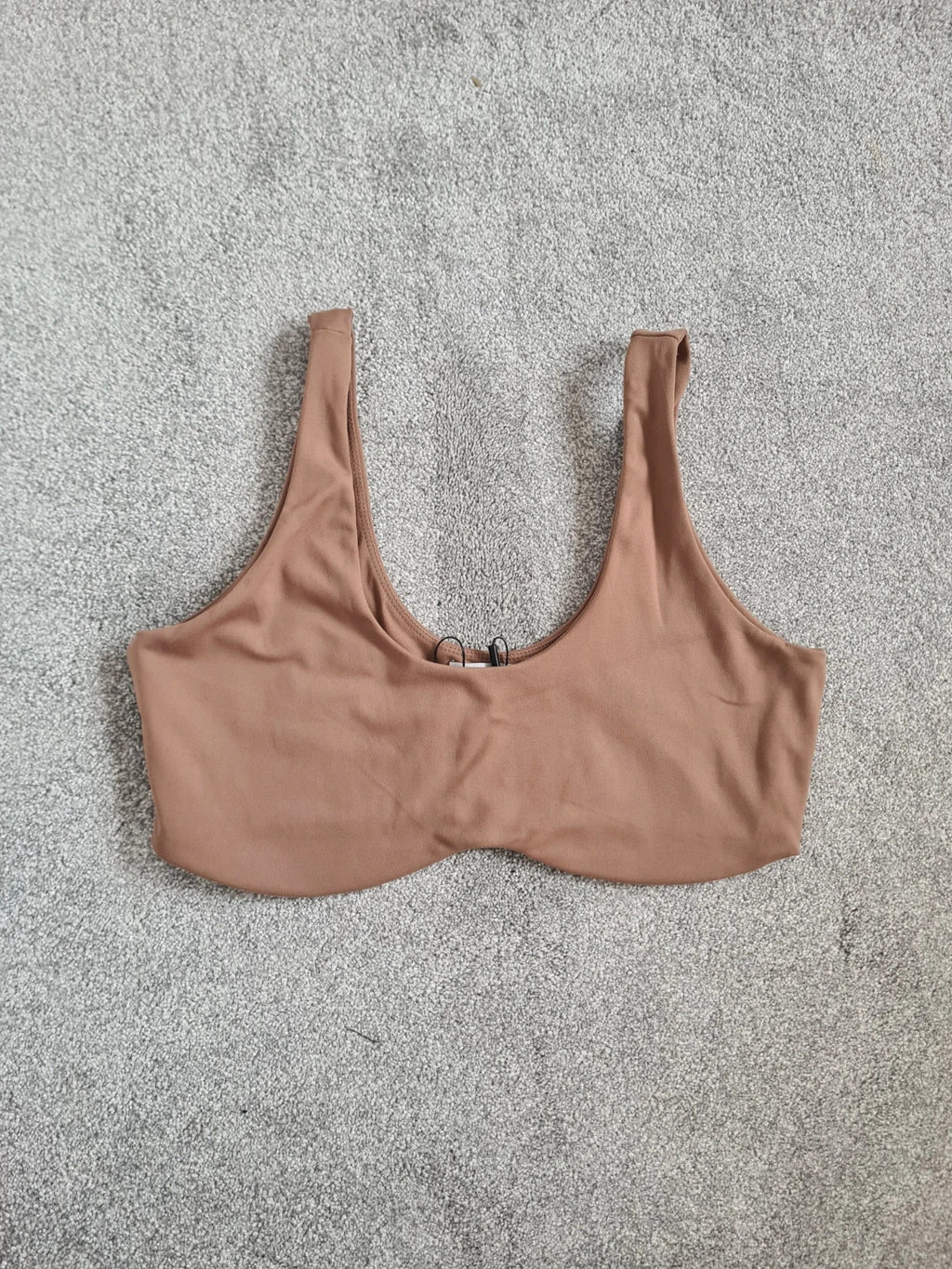 Fashion Nova sport bra crop top wide straps wome scoop neck activewear casual underwear beige XL/14