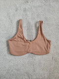 Fashion Nova sport bra crop top wide straps wome scoop neck activewear casual underwear beige XL/14