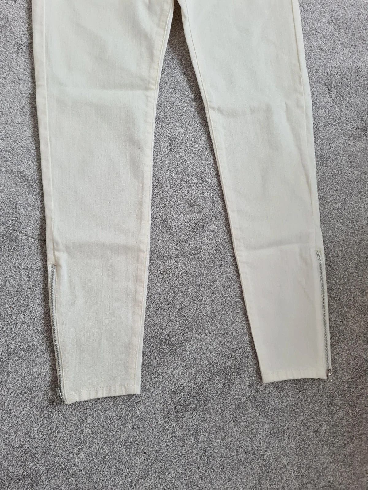 M&S skinny ankle grazer straight leg jeans women cotton slim fit mid rise zip hem casual L/12r