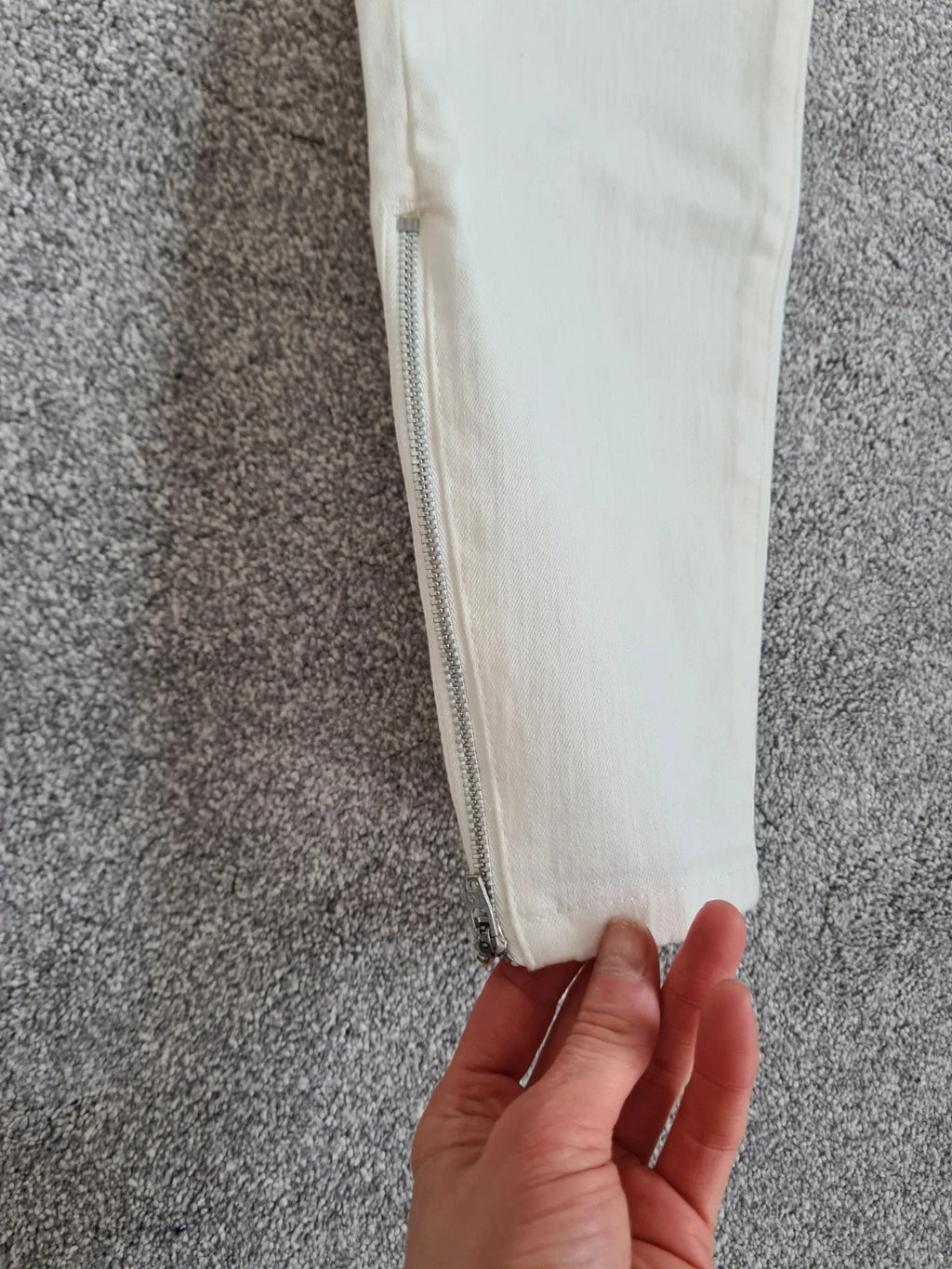 M&S skinny ankle grazer straight leg jeans women cotton slim fit mid rise zip hem casual L/12r