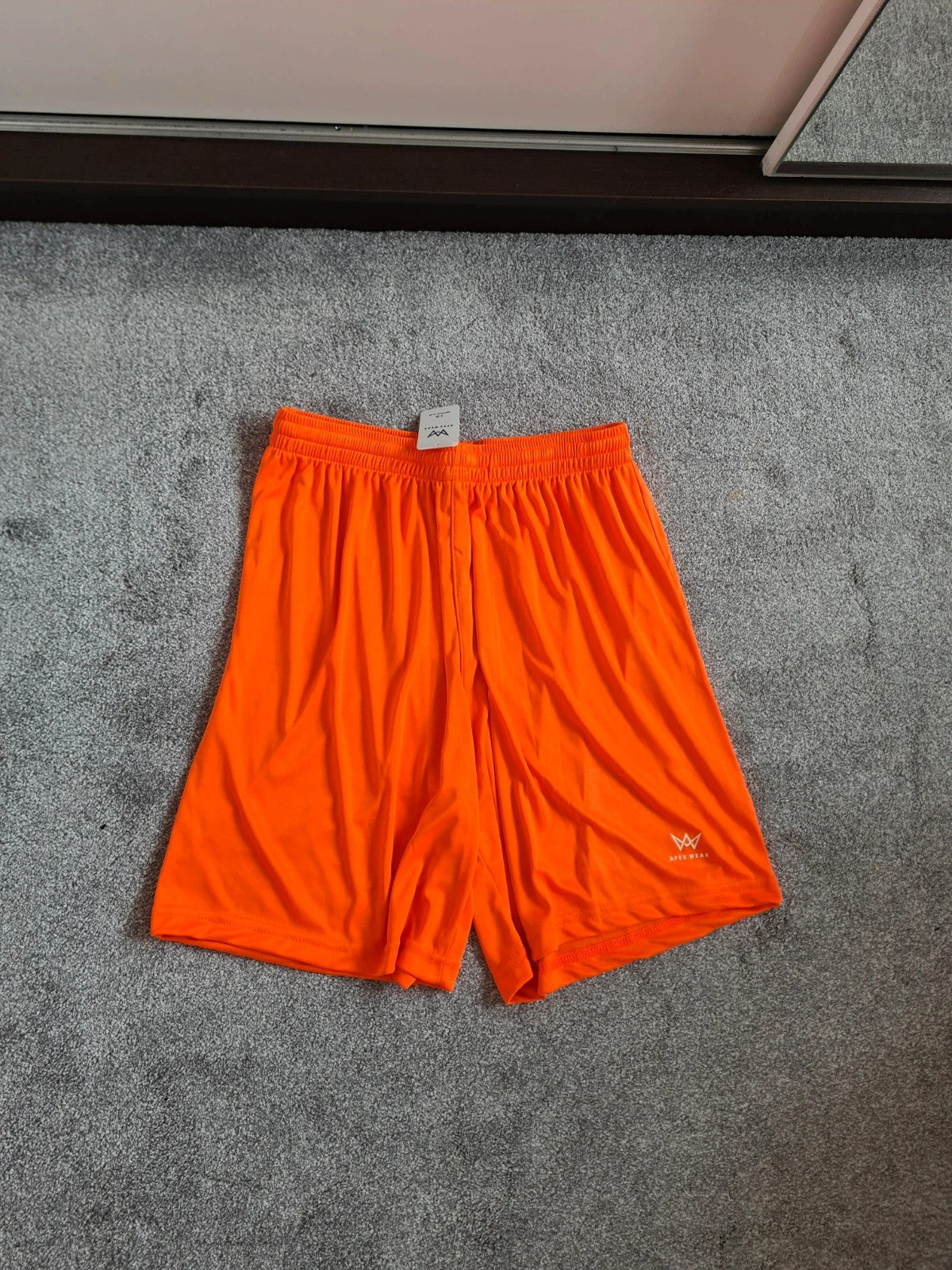 Apex wear dri-fit football shorts men elastic waist gym training activewear workout outfit orange L