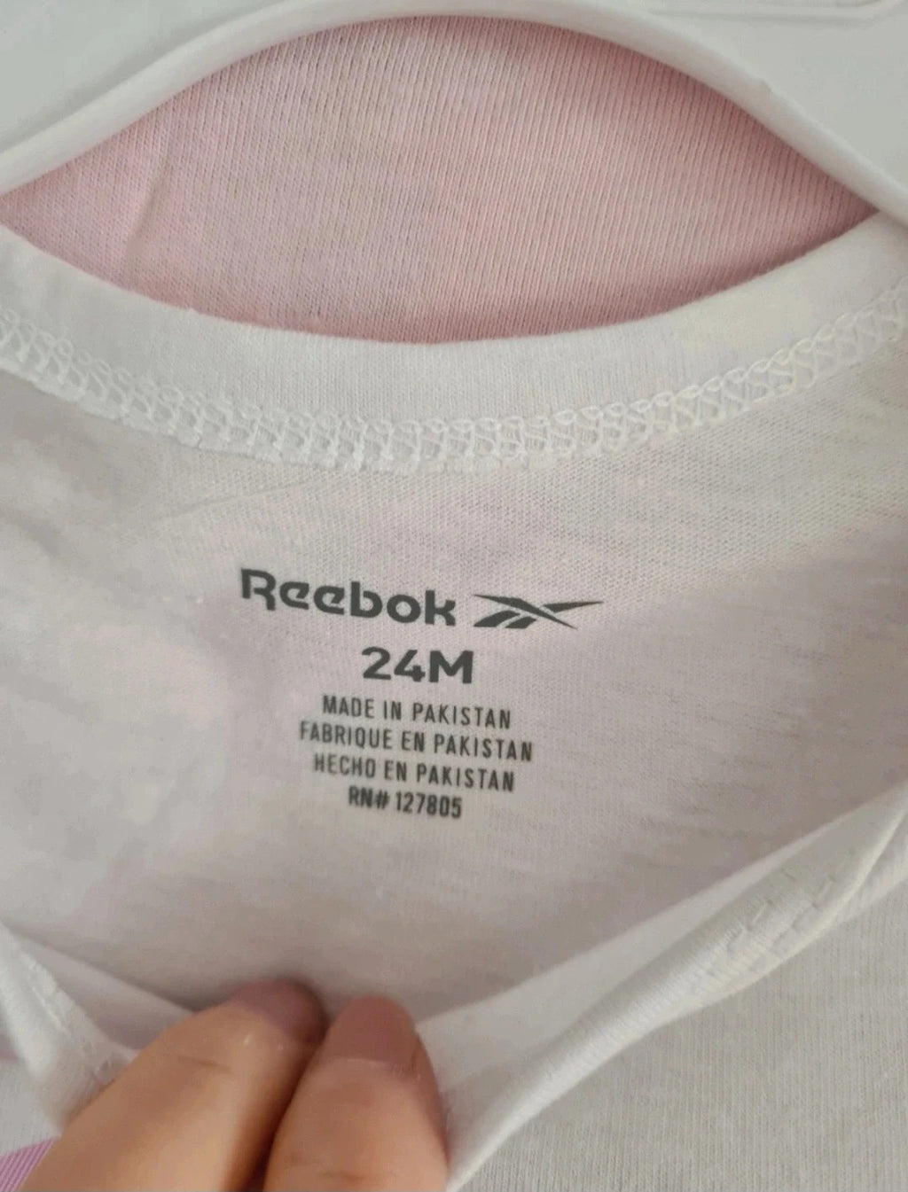 Reebok baby girls 2y set short sleeve bodysuit long top joggers/trousers cotton pink/white/grey 3pcs