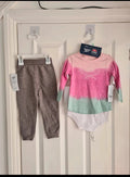 Reebok baby girls 18m set3x short sleeve bodysuit long top trousers/joggers cotton pink white grey