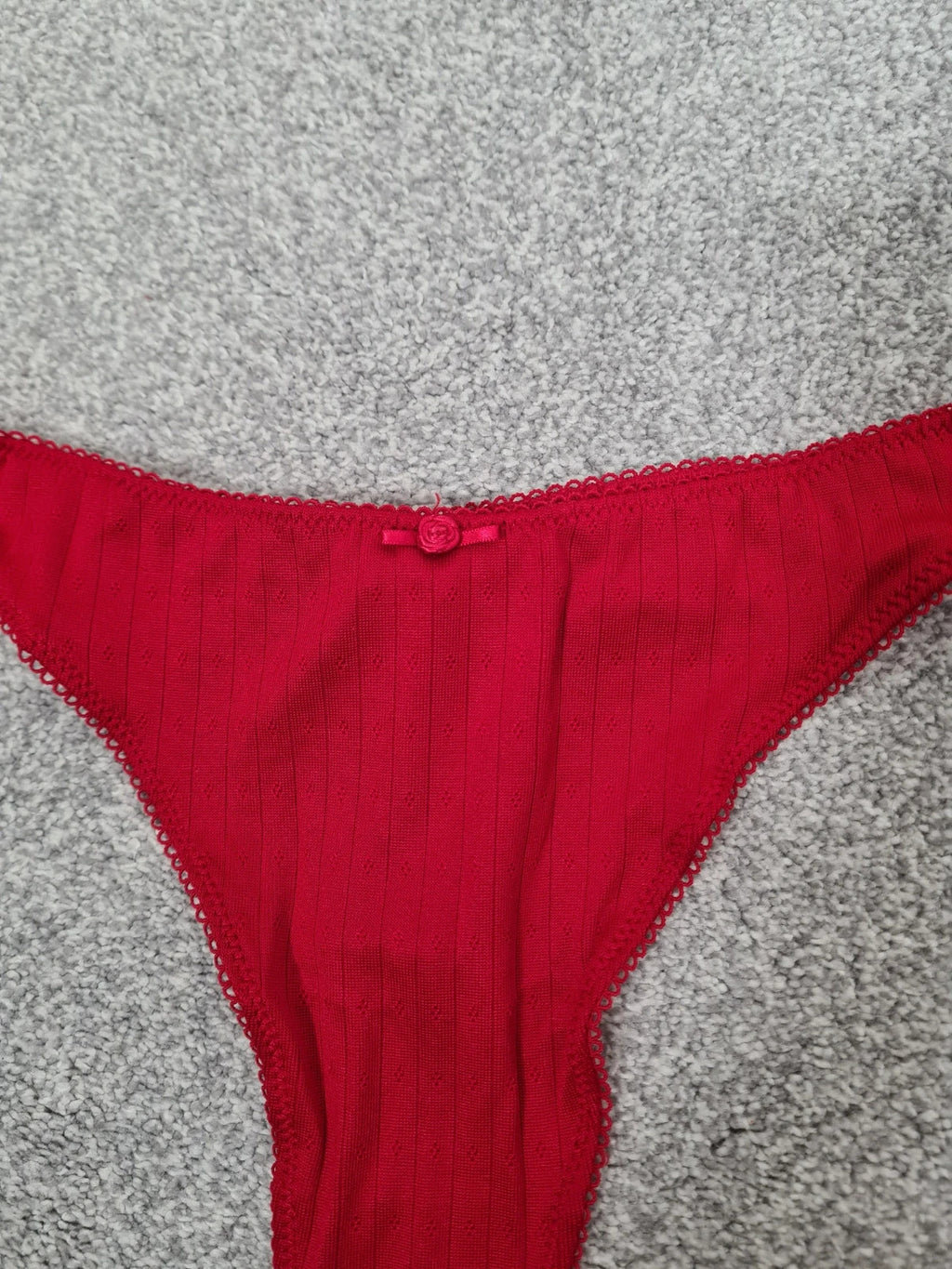 Boux avenue women red satin flower roisie pointelle thong lingerie underwear M/10