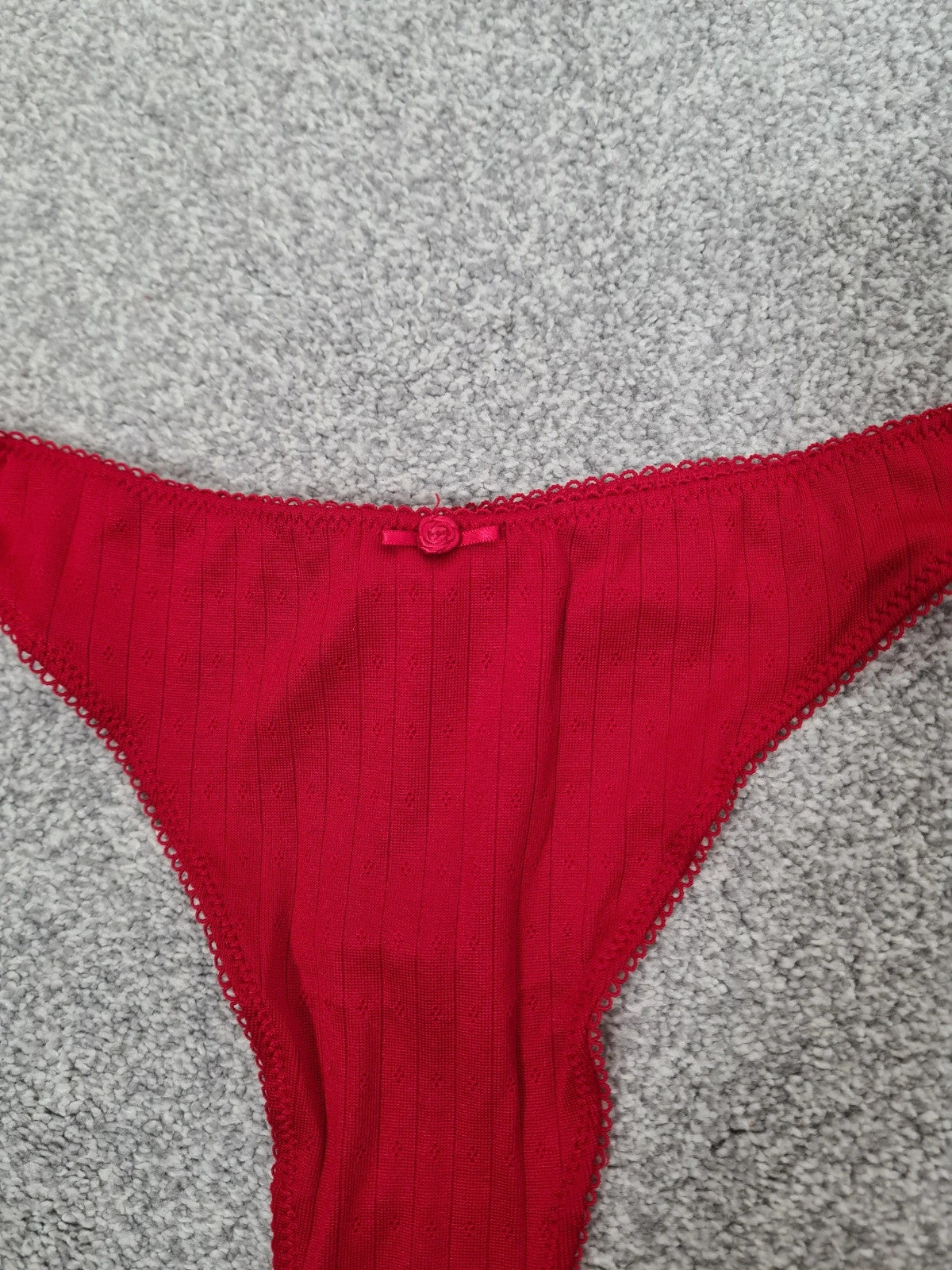 Boux avenue women red satin flower roisie pointelle thong lingerie underwear M/10