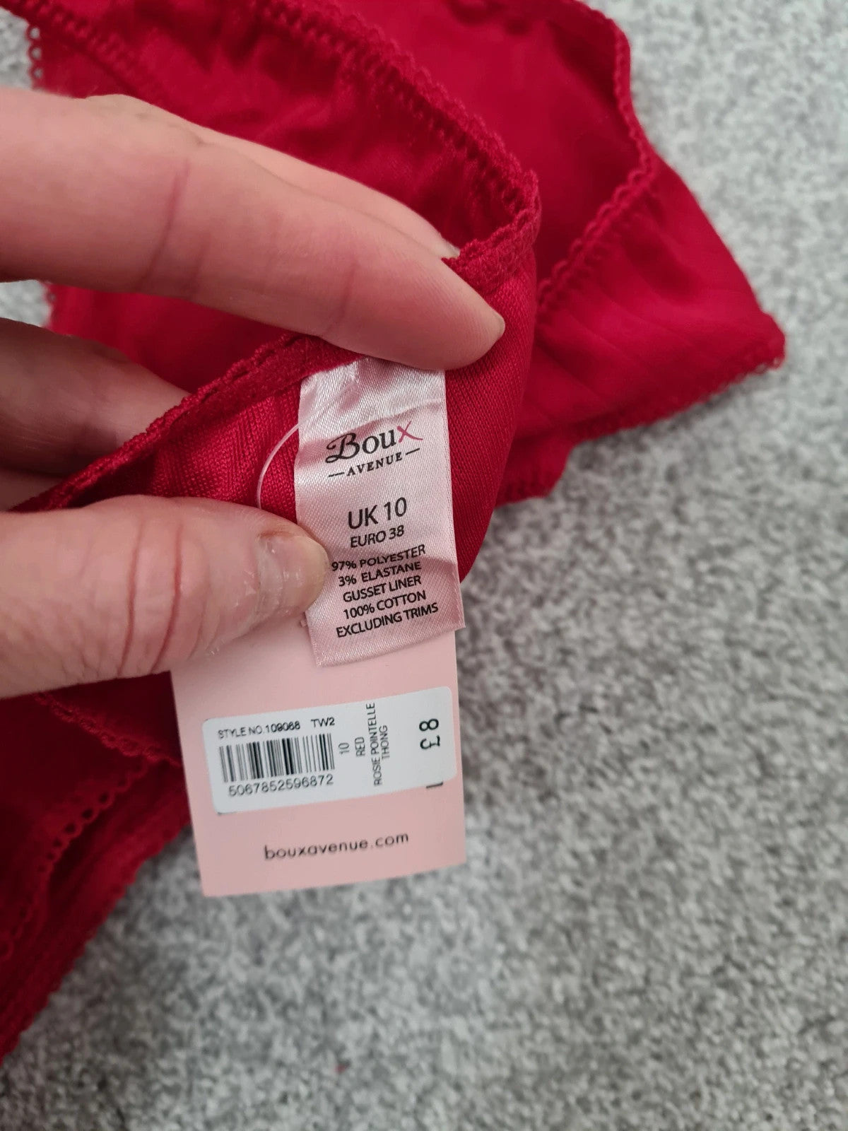 Boux avenue women red satin flower roisie pointelle thong lingerie underwear M/10