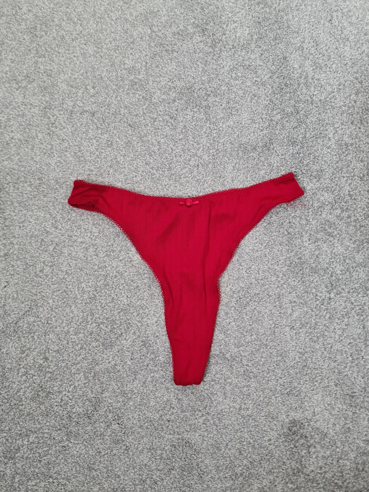 Boux avenue women red satin flower roisie pointelle thong lingerie underwear M/10