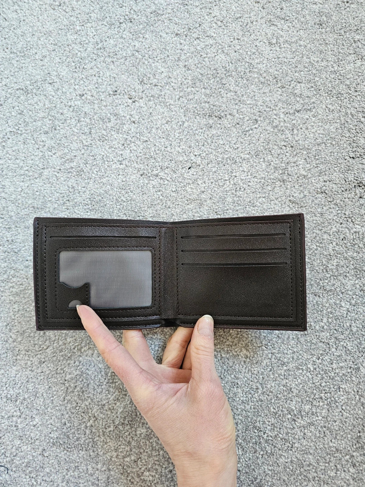 Generic classic bifold 2 section wallet credit card holder men elegant business wallet brown