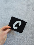 Generic letter canvas double fold wallet print letter C card holder casual men black