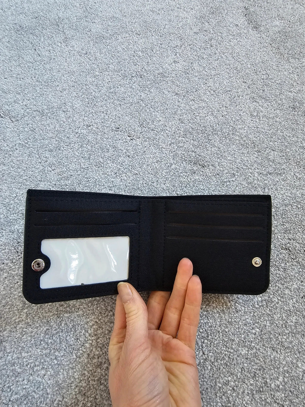 Generic letter canvas double fold wallet print letter C card holder casual men black