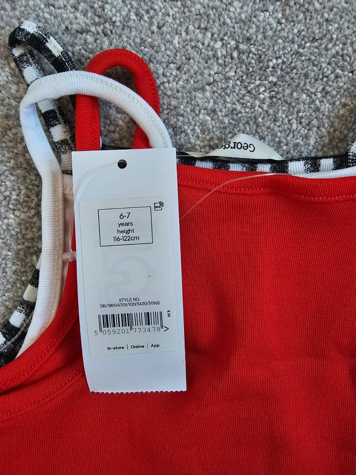 George kids girls 6/7y 6pcs set sleeveless cami top with cycling shorts cotton red/white/black