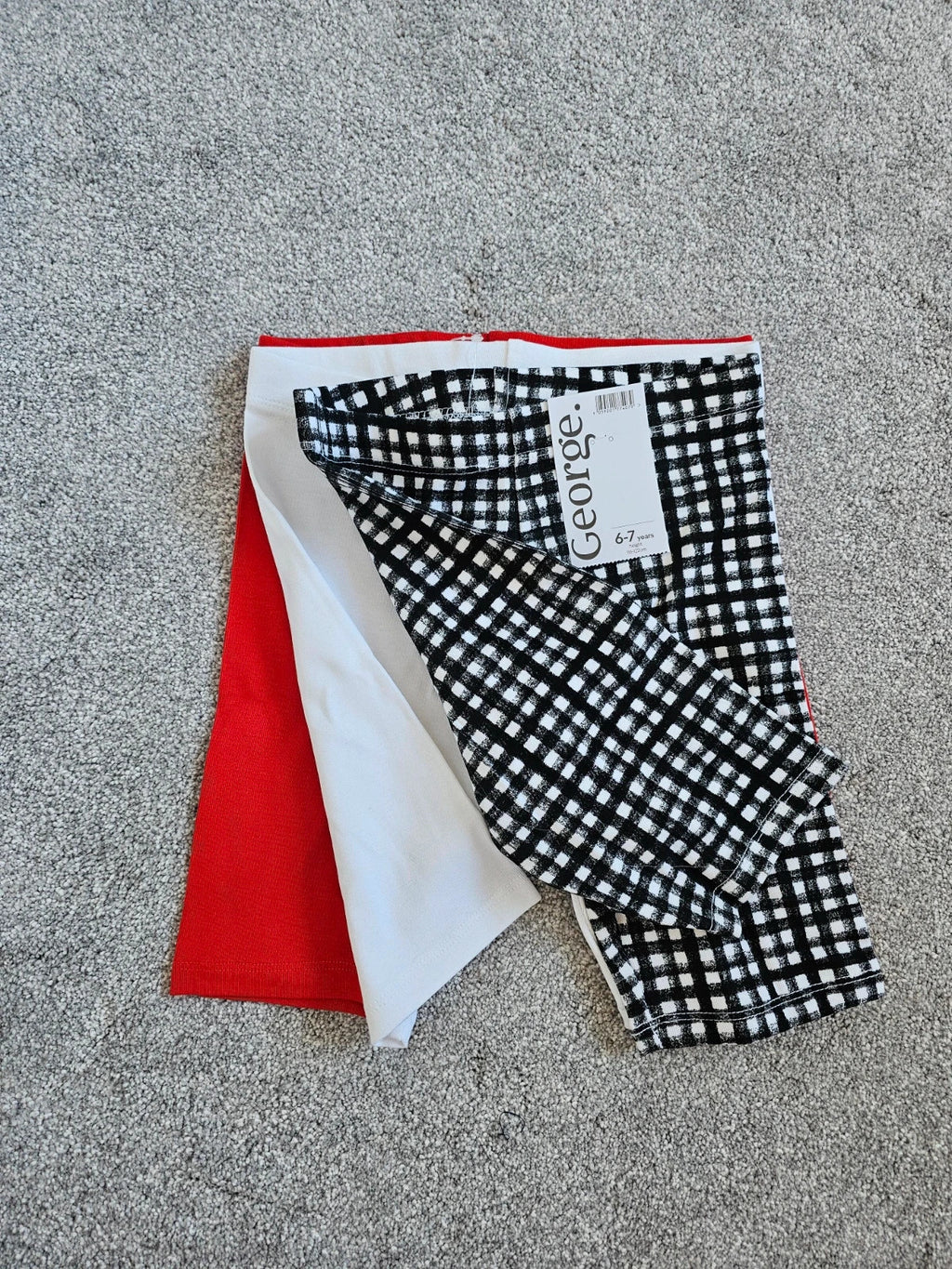 George kids girls 6/7y 6pcs set sleeveless cami top with cycling shorts cotton red/white/black