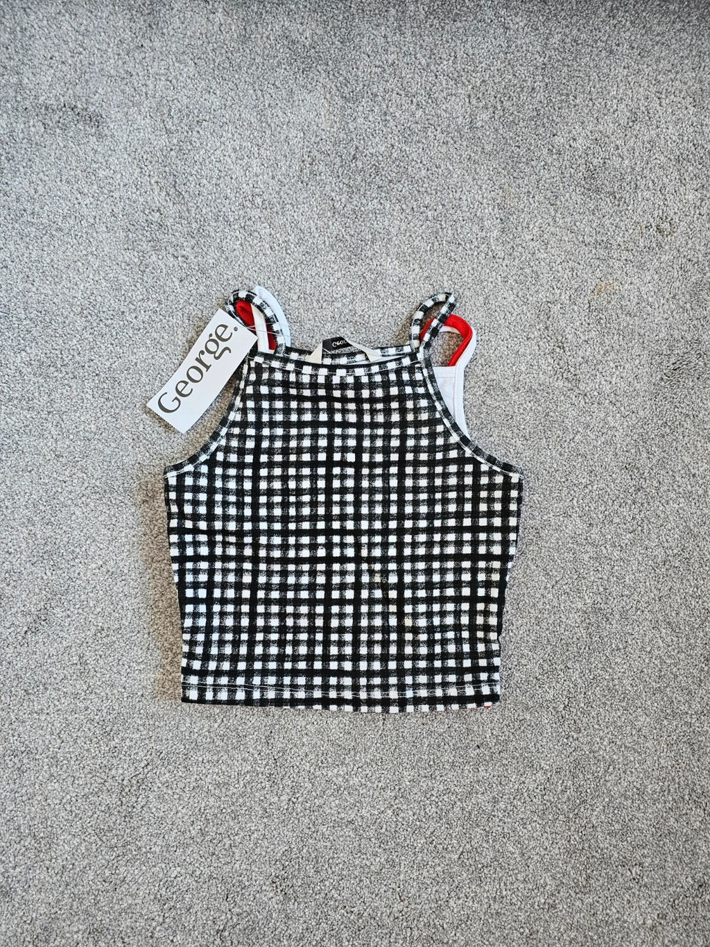 George kids girls 6/7y 6pcs set sleeveless cami top with cycling shorts cotton red/white/black