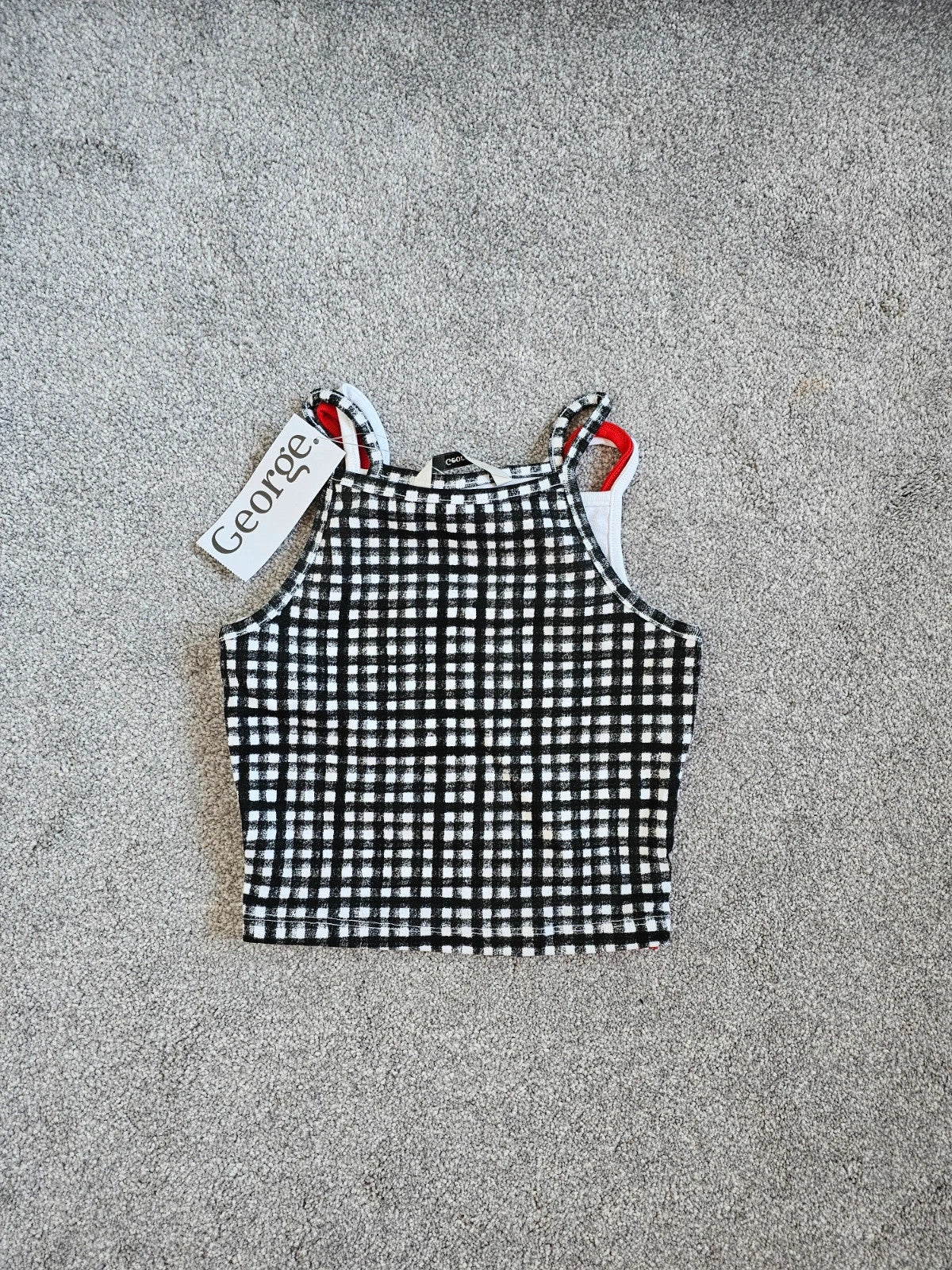 George kids girls 6/7y 6pcs set sleeveless cami top with cycling shorts cotton red/white/black