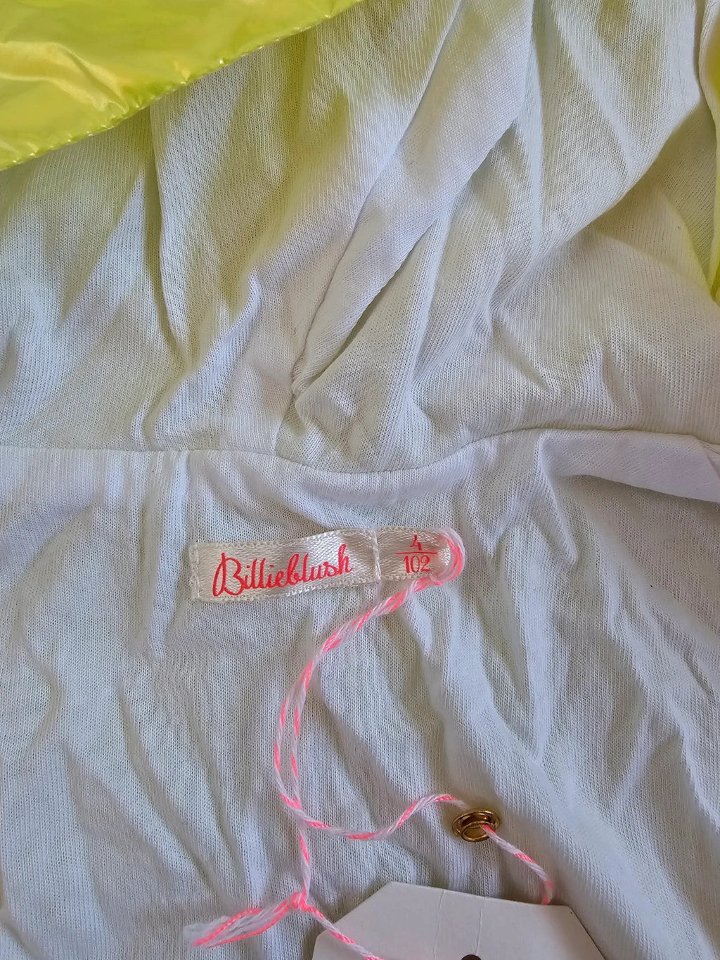 Billieblush kids girls 4y yellow hooded windbreak jumper zipper mesh lined cotton lightweight casual