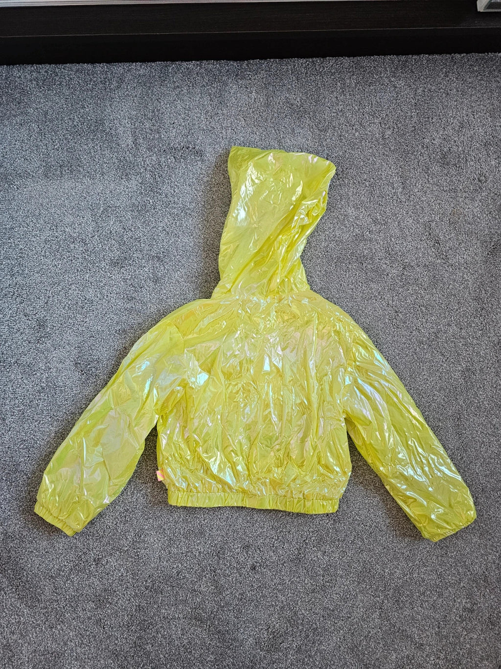Billieblush kids girls 4y yellow hooded windbreak jumper zipper mesh lined cotton lightweight casual