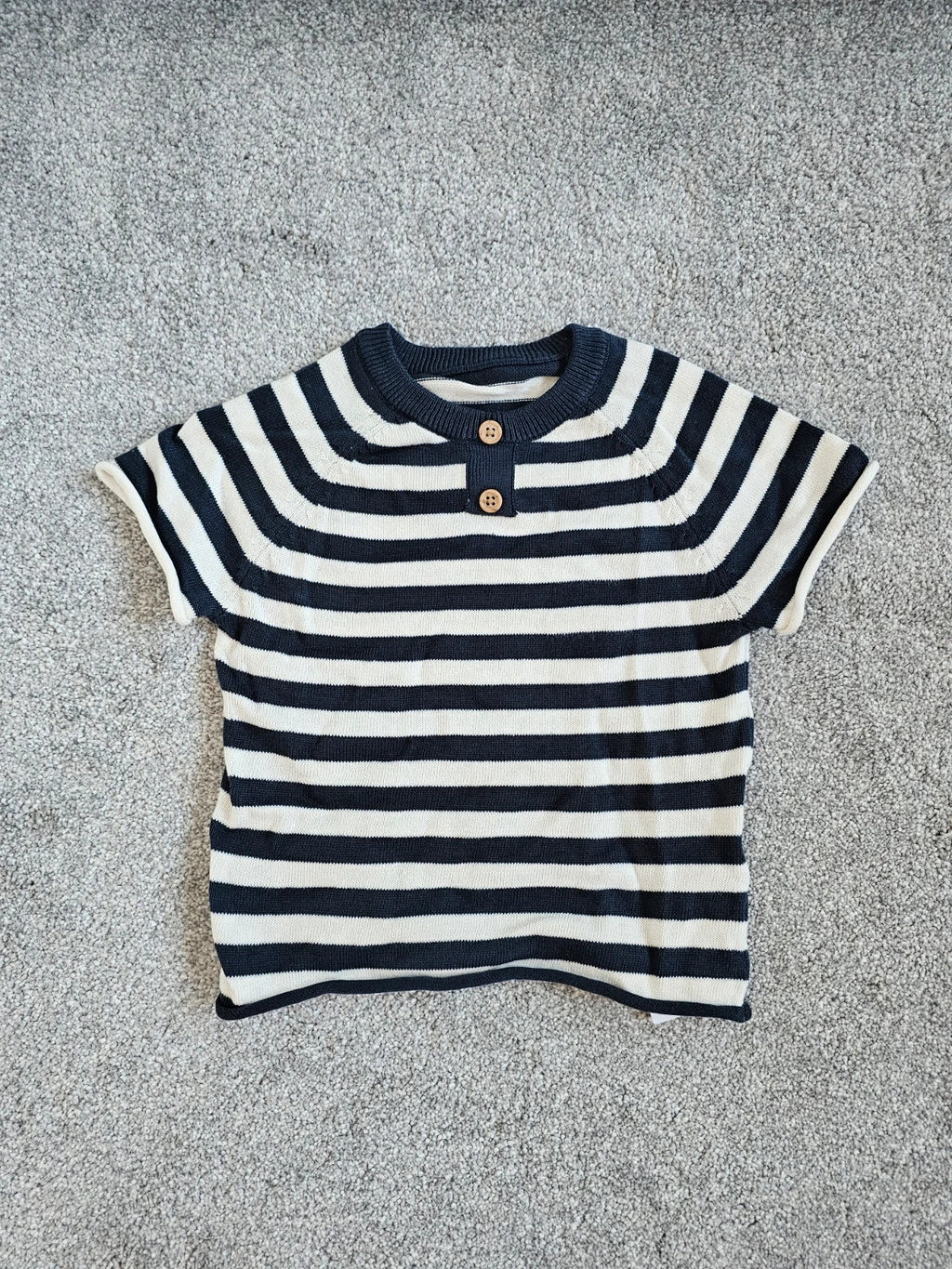 George baby boys 6/9m set of 2 stripes buttons knitt T-shirt/top and shorts cotton navy/white