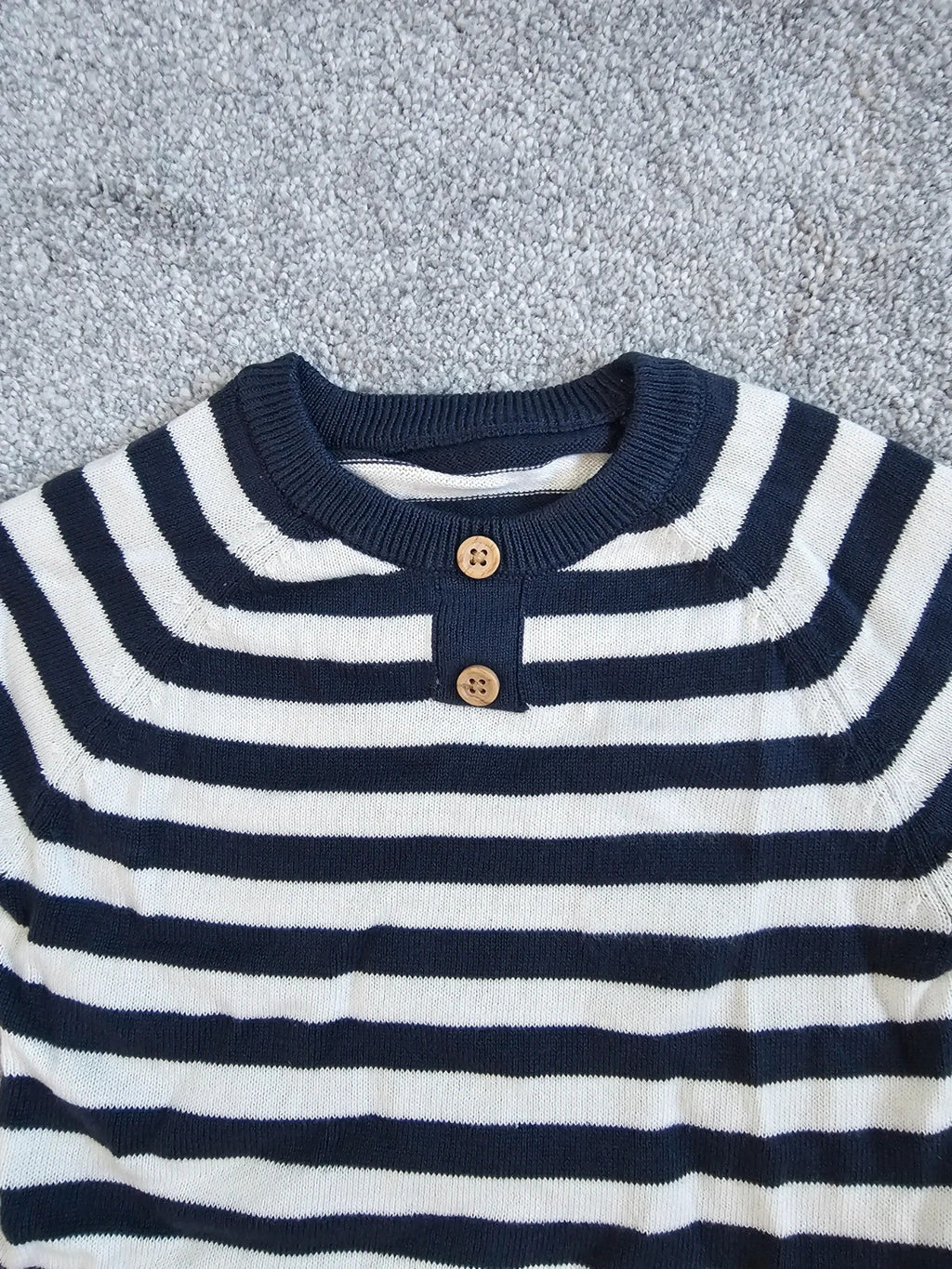 George baby boys 6/9m set of 2 stripes buttons knitt T-shirt/top and shorts cotton navy/white