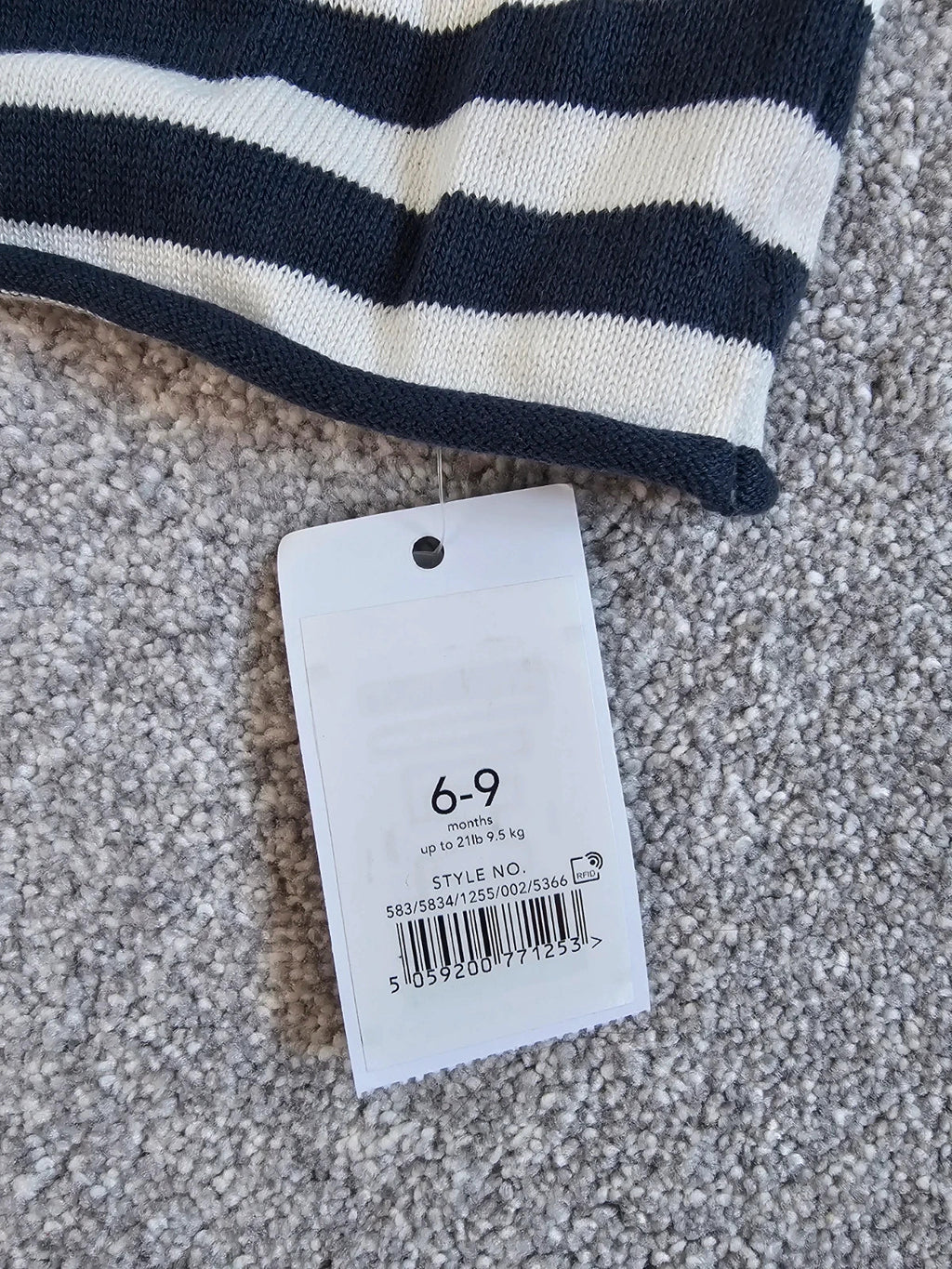 George baby boys 6/9m set of 2 stripes buttons knitt T-shirt/top and shorts cotton navy/white