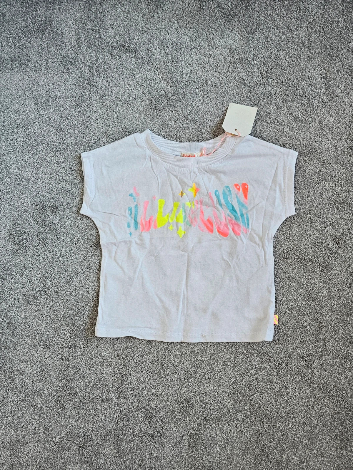 Billieblush kids girls 4y logo print cotton T-shirt crew neck short sleeve top white/multicolour