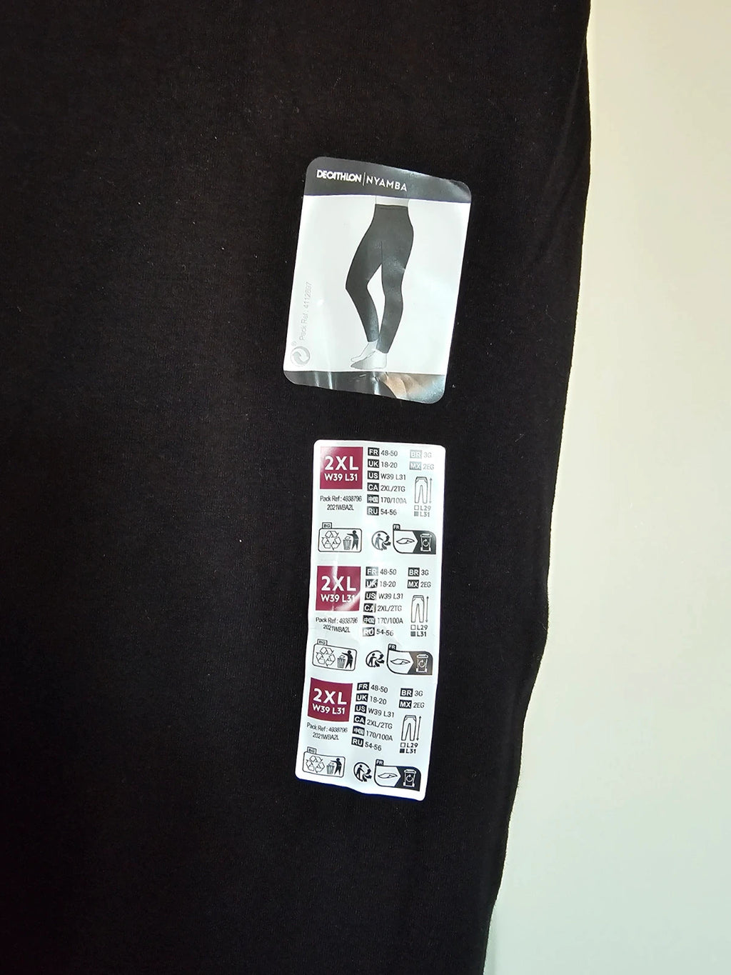 Decathlon nyamba fitness sport leggings women cotton elastic waist classic essentials black 2XL