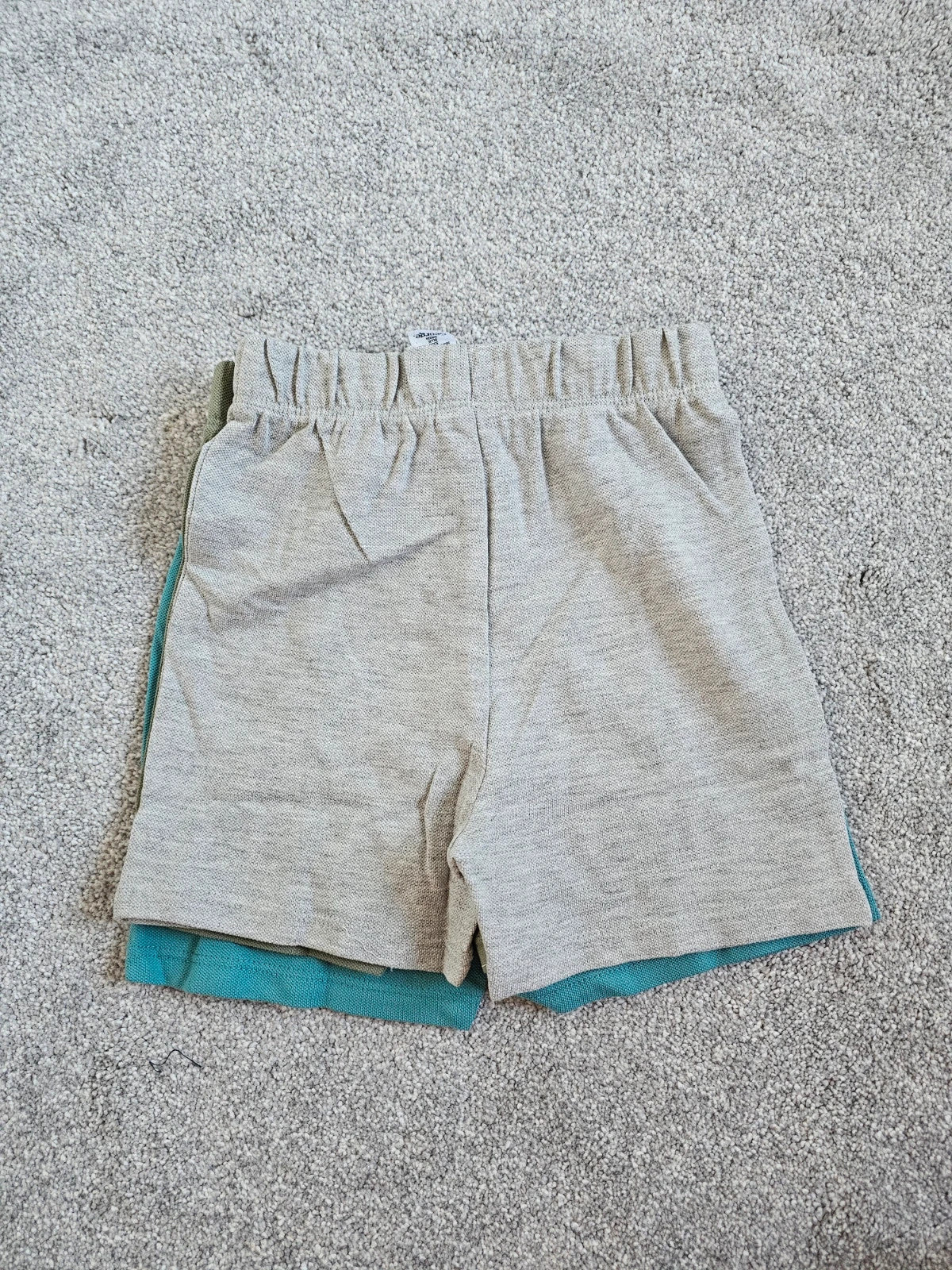George kids boys 12/18m set of 3 seam front jersey shorts turquoise/grey/khaki elastic waist cotton