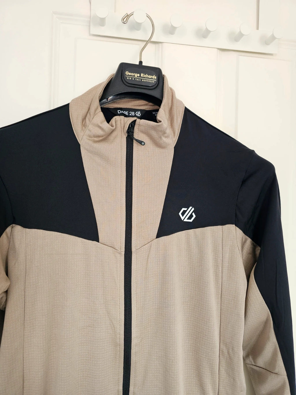 Dare2b substratum II clay core stretch midlayer hiking jacket UPF 50+ zipper pockets beige/black XL