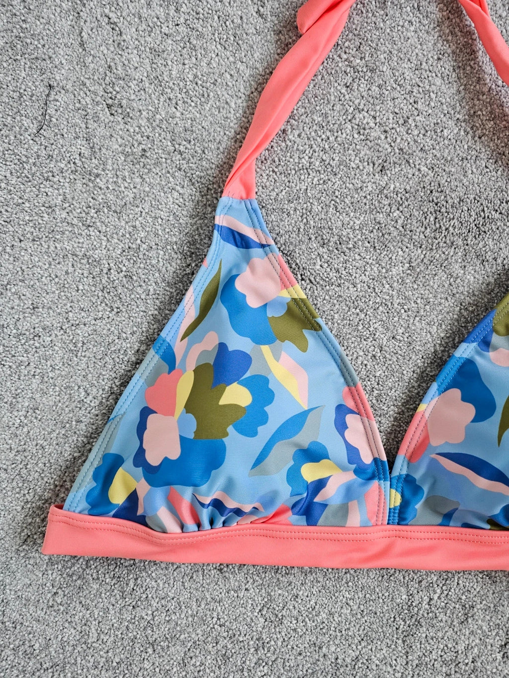 Regatta flavia bikini top women abstract floral print  halter tie neck swim bra blue/orange 2XL/16
