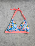 Regatta flavia bikini top women abstract floral print  halter tie neck swim bra blue/orange 2XL/16