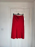 H&M mama satin midi skirt calf length high waist zip side regular slip skirt viscose blend red L/12