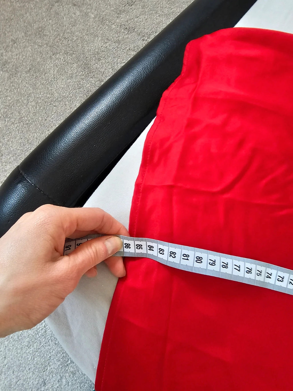 H&M mama satin midi skirt calf length high waist zip side regular slip skirt viscose blend red L/12