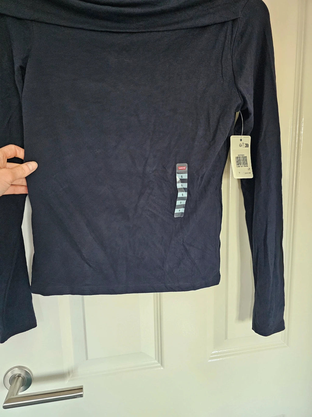 Levis slim fit long sleeve folded top women viscose knitt cowl neck casual sweatshirt black S/8