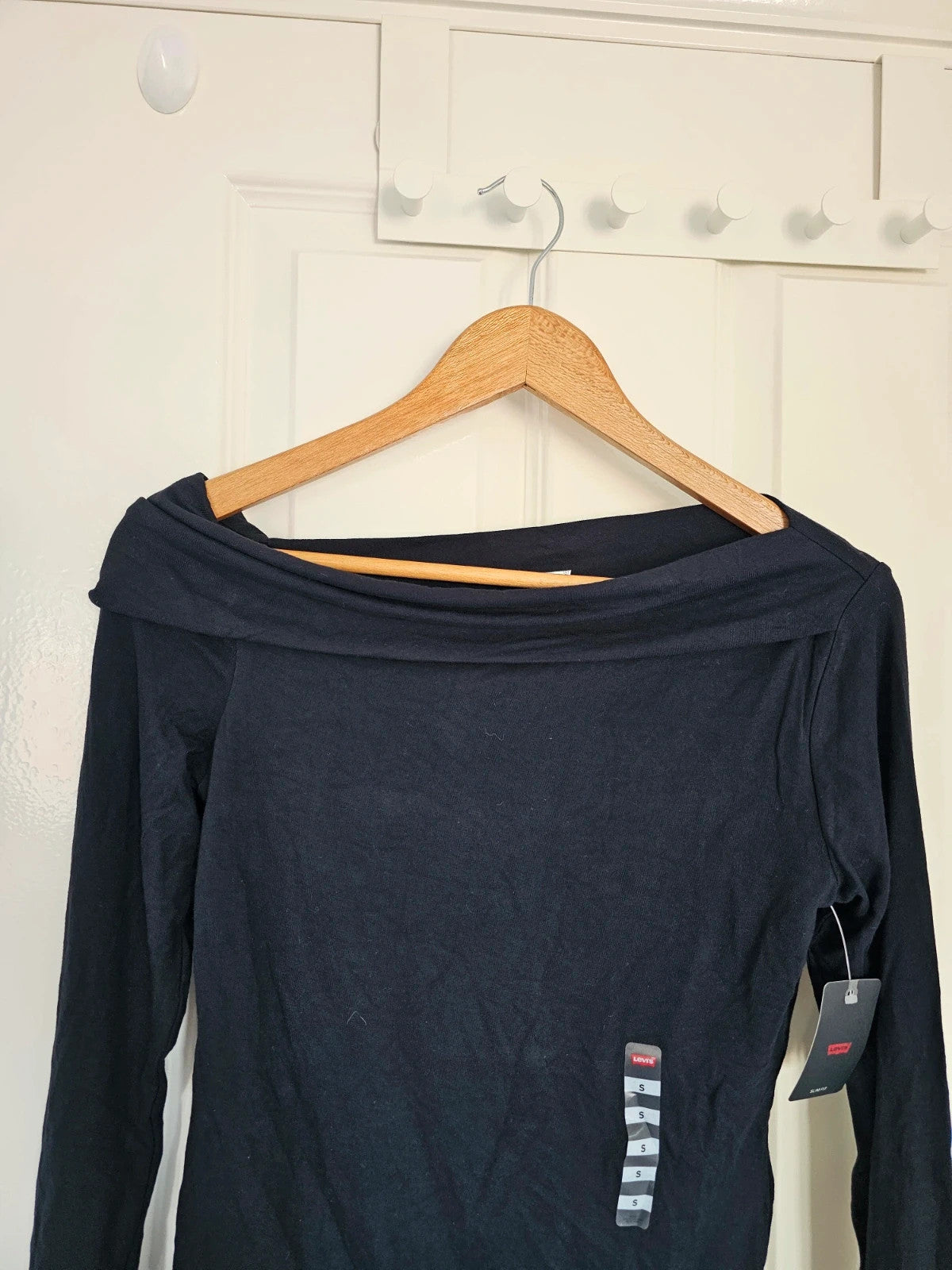 Levis slim fit long sleeve folded top women viscose knitt cowl neck casual sweatshirt black S/8