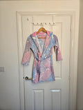 Dunnes Stores girls 7/8y unicorn print bathrobe soft fleece glow in the dark nightwear pink/blue