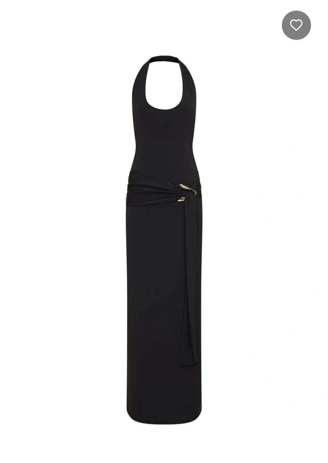 White Fox women this voice maxi dress black draped waist halterneck backless summer party L/12