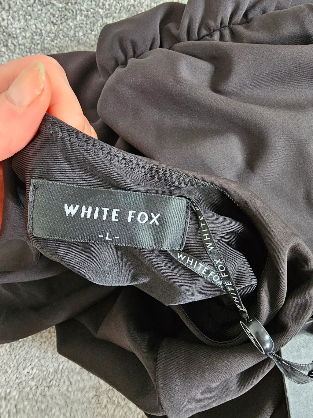 White Fox women this voice maxi dress black draped waist halterneck backless summer party L/12
