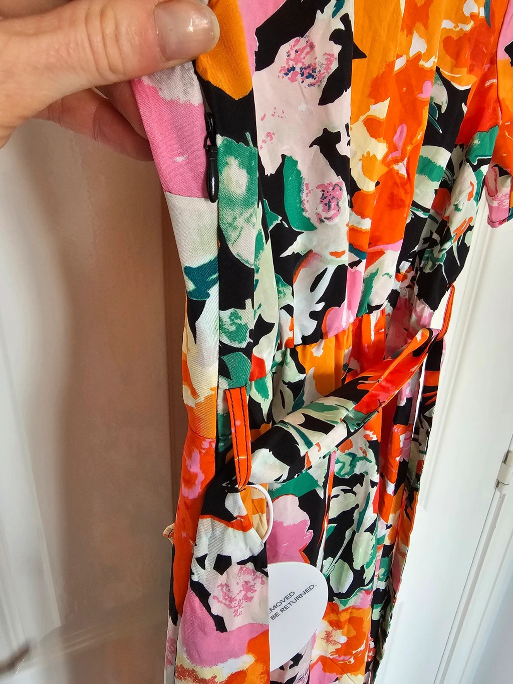 Girl in mind Farrah Orange Floral Split Hem Frill Detail Maxi Dress women short sleeve wrap XL/14