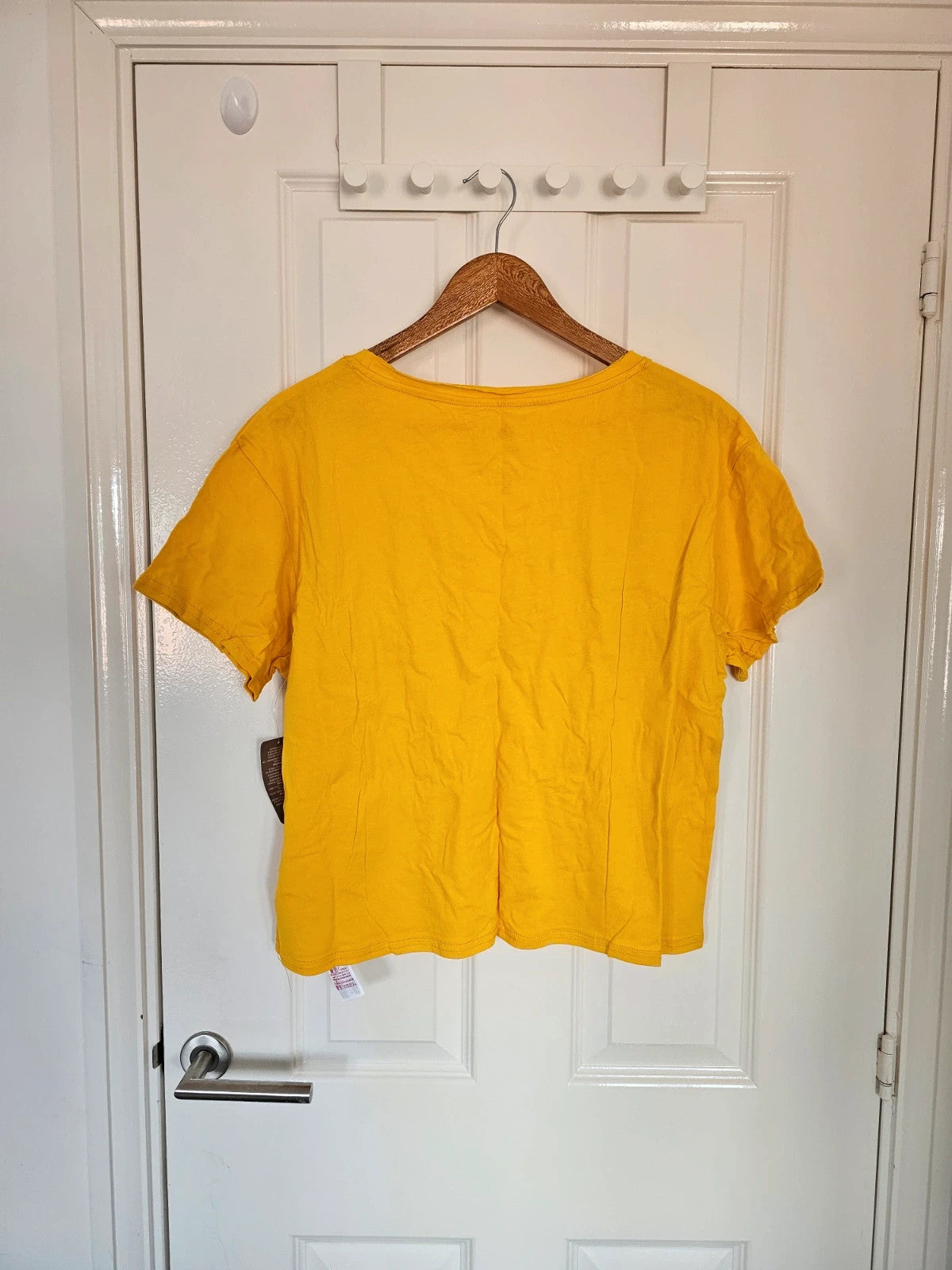 Disney women cotton yellow Lilo & Stitch movie T-shirt crop top length short sleeve casual tee L/12