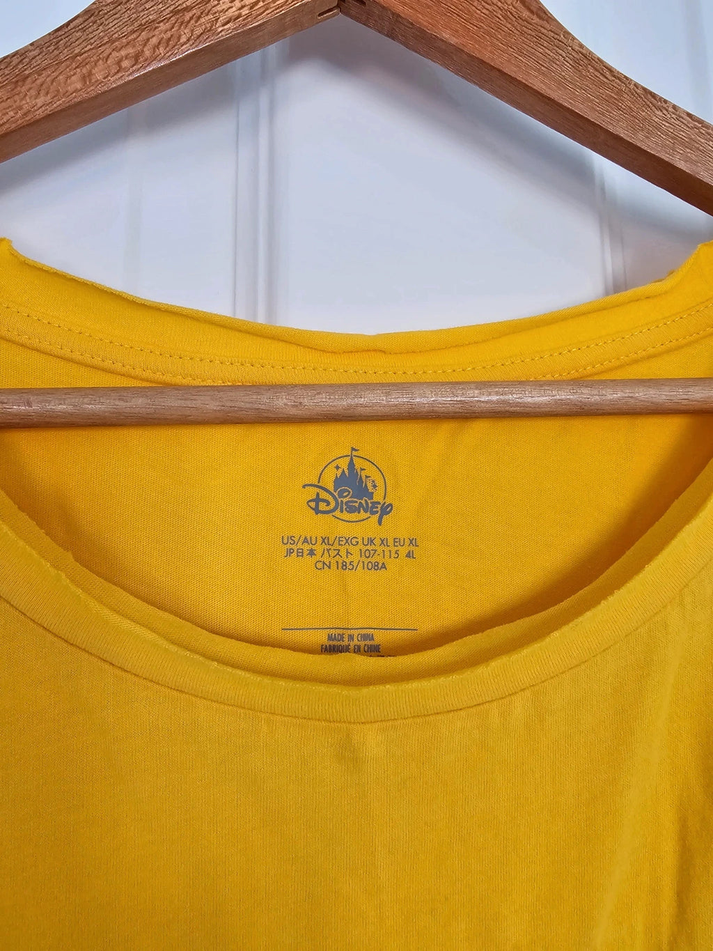 Disney women cotton yellow Lilo & Stitch movie T-shirt crop top length short sleeve casual tee XL/14